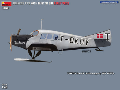 MiniArt 1/48 Aircraft - Junkers F13 w/ Winter Ski, Early Prod - 48020