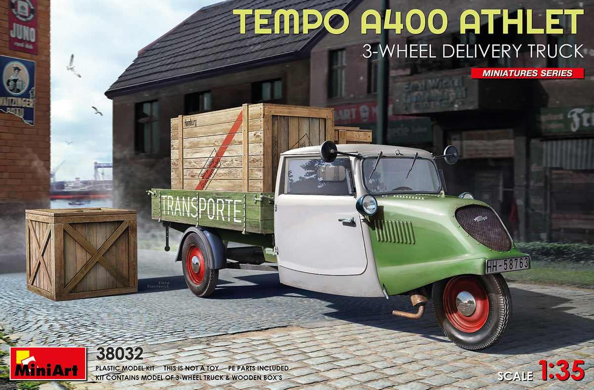 MiniArt Temp A400 Athlet 3-Wheel Delivery Truck - 38032 box art