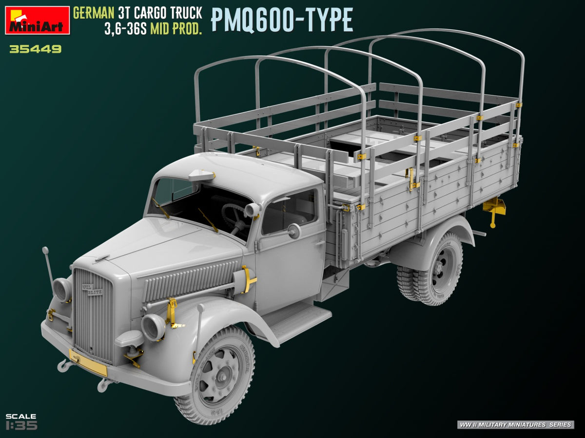 MiniArt 1/35 Military - German 3t Truck 3,6-36s Mid Prod PMQ600-Type - 35449