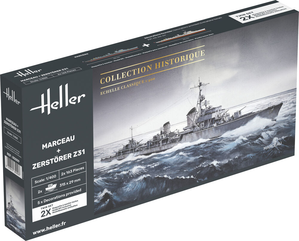 Heller 1/400 Marceau & Zerstörer Z31 Twin Set Model Kit 85009