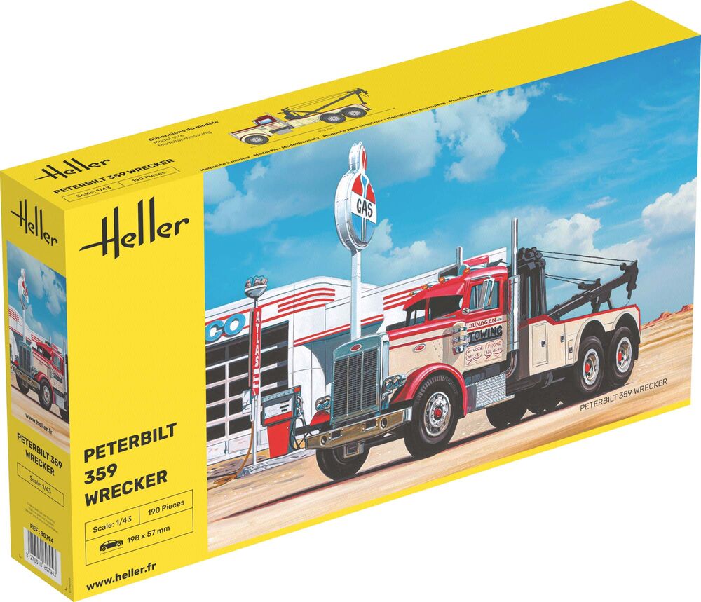 Heller 1/43 Peterbilt 359 Wrecker US Tow Truck Model Kit 56794