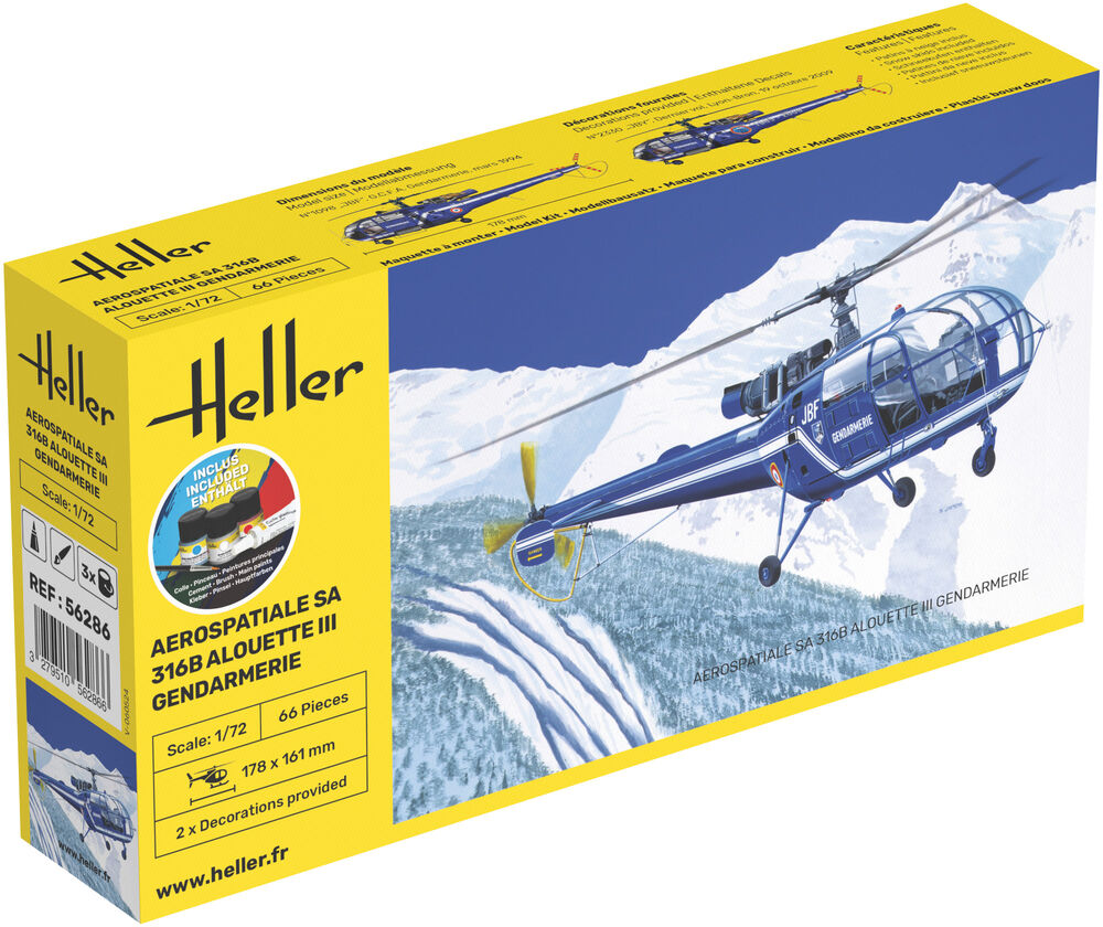 Heller STARTER KIT SA 316 Alouette III Gendarmerie 1:72