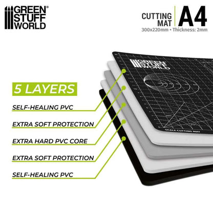 Green Stuff World - A4 Cutting Mat w/Scale References (Black) - Product Image