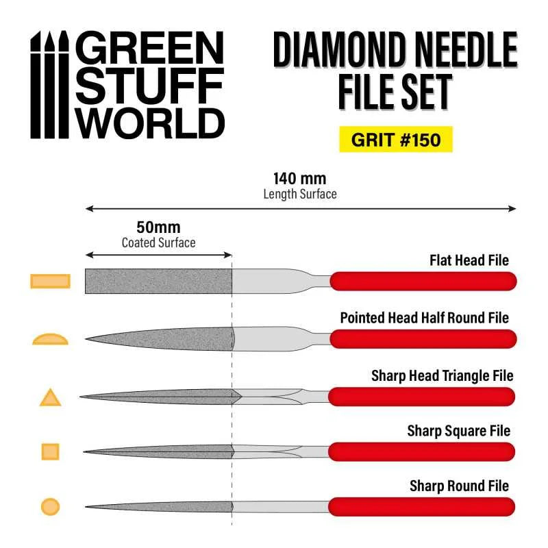Green Stuff World - Diamond Needle Files Set (150 Grit) - Product Image