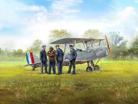 ICM Aircraft 1:32 - DH. 82A Tiger Moth Aircraft with WWII RAF Cadets (4 Figures) - ICM32037 - Product Image