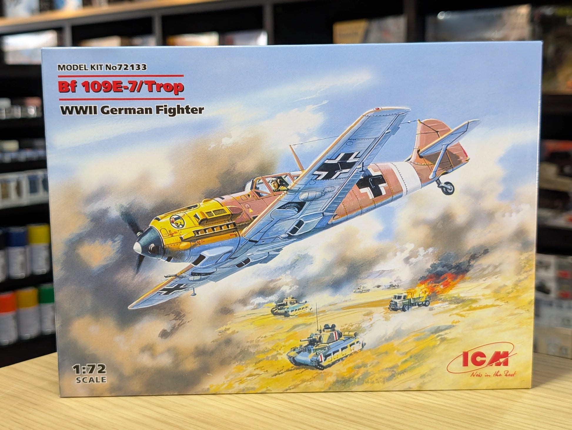 ICM Aircraft 1:72 - Messerschmitt Bf 109E-7/Trop, WWII German Fighter Plane - ICM72133 - Product Image