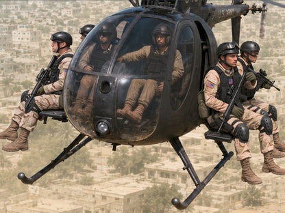 ICM Delta Force Assault Team with MH-6J Helicopter 1:48 scale model kit box art ICM48371
