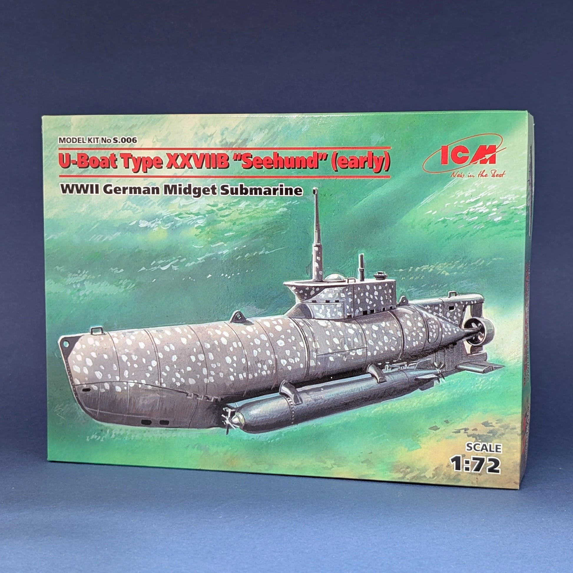 ICM Ships 1:72 - U-Boat Type XXVIIB 'Seehund' (Early), WWII German Midget Submarine - ICMS006 - Product Image
