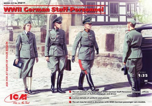 ICM Figures 1:35 - WWII German Staff Personnel 4 Figures - ICM35611