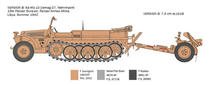 Italeri 1/35 Military - SD KFZ 10 Demag with LE IG18 & Crew - 6595 - Product Image