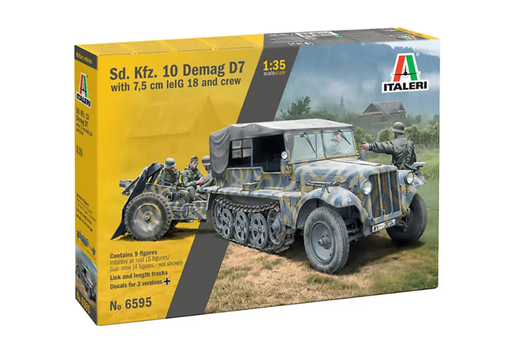Italeri 1/35 Military - SD KFZ 10 Demag with LE IG18 & Crew - 6595 - Product Image