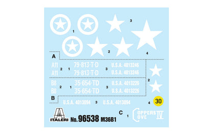 Italeri 90mm GMC M36B1 Tank Destroyer 96538 -- decals