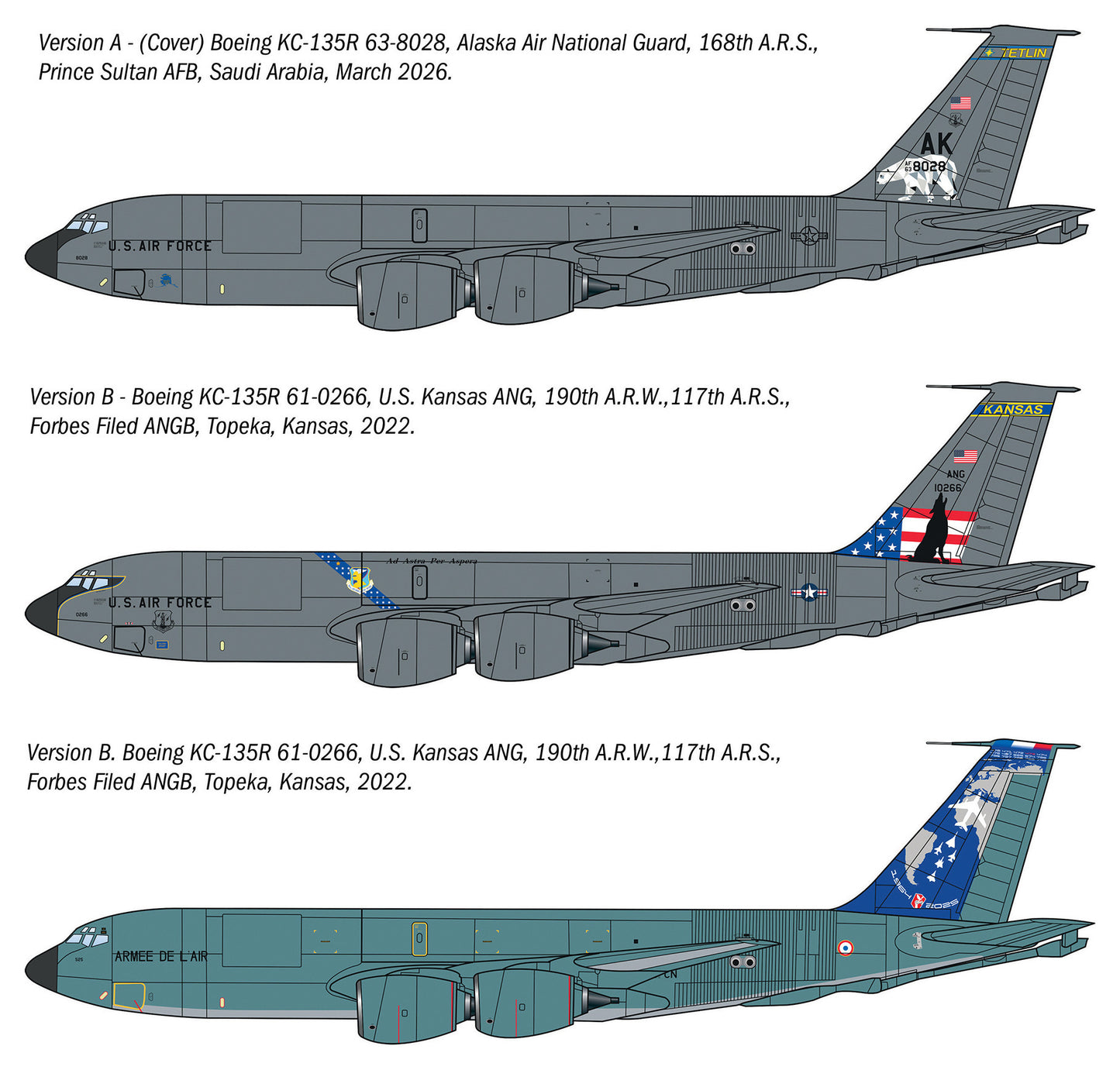 Italeri KC-135 R/FR Stratotanker 91281 -- decal placement profile