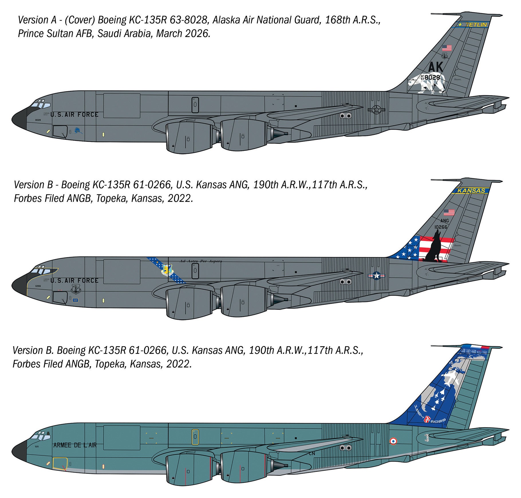 Italeri KC-135 R/FR Stratotanker 91281 -- decal placement profile