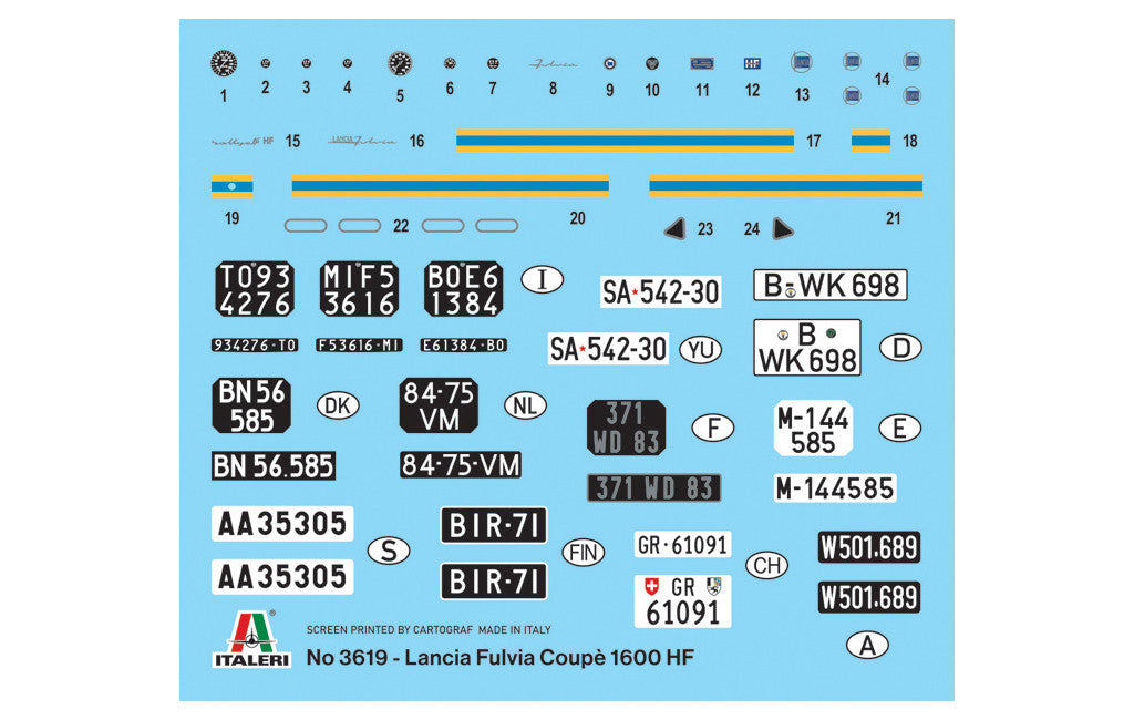 Italeri Lancia Fulvia Coupe 1.6HF Fanalone 3619 -- decals