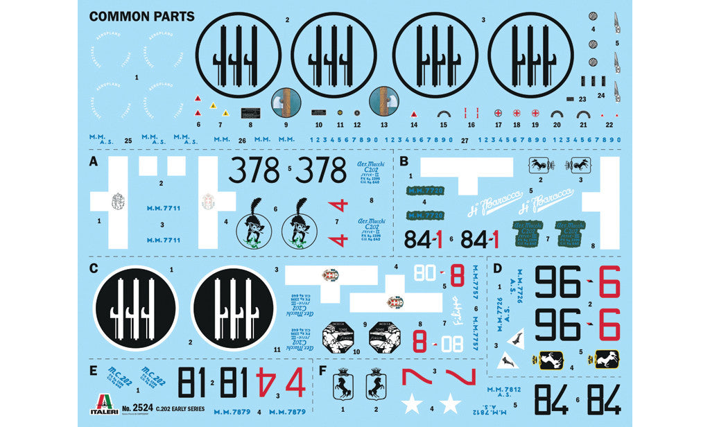 Italeri Macchi MC.202 Early Series 2524 - decal sheet