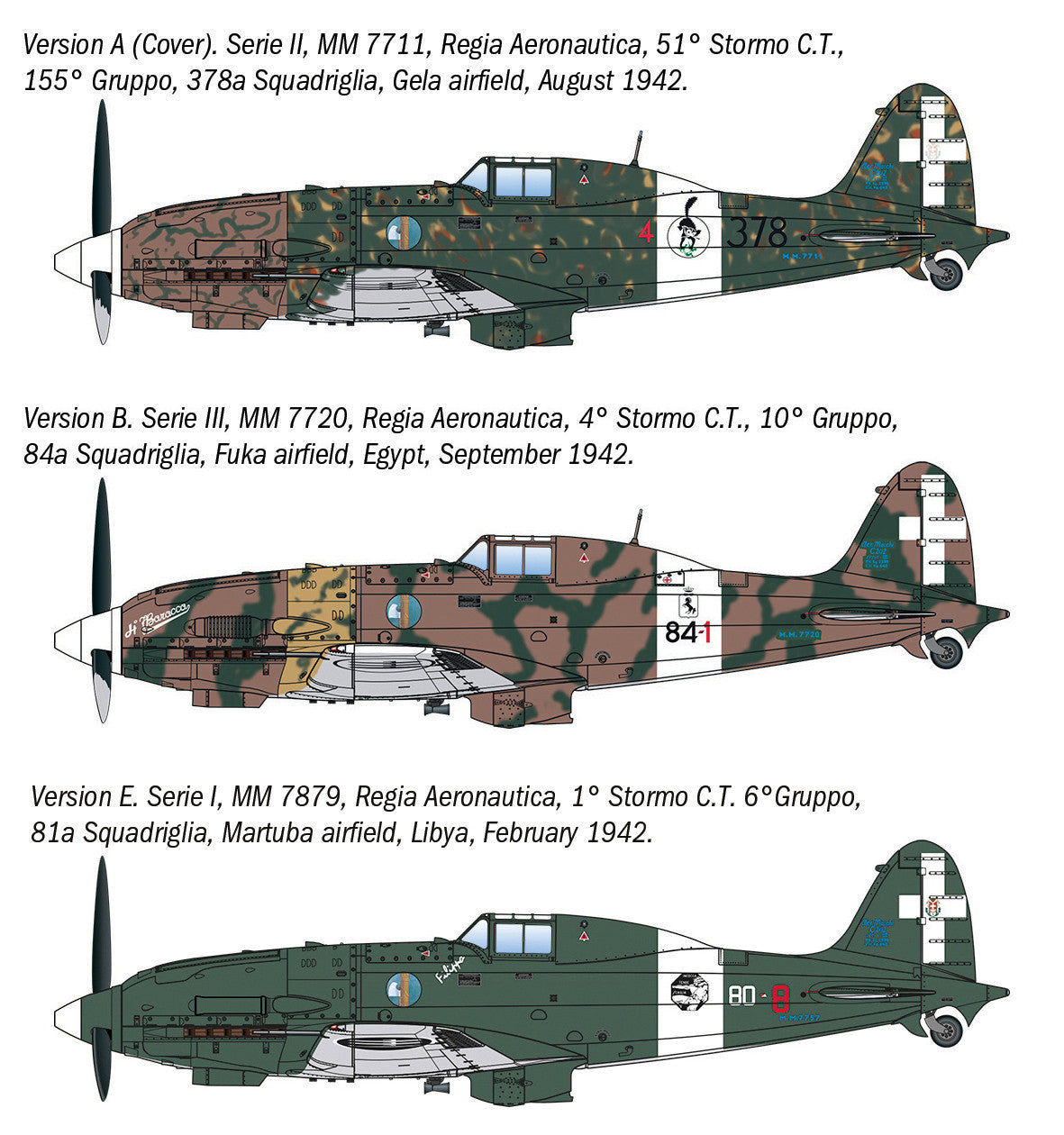 Italeri Macchi MC.202 Early Series 2524 - paint schemes sheet 1