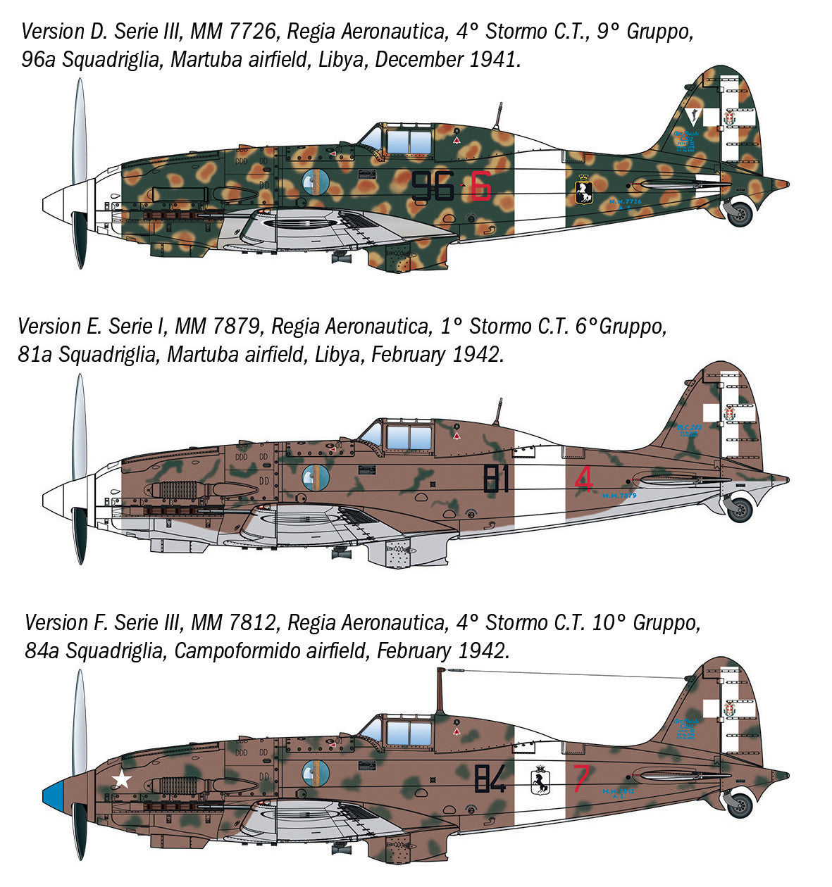 Italeri Macchi MC.202 Early Series 2524 - paint schemes sheet 2