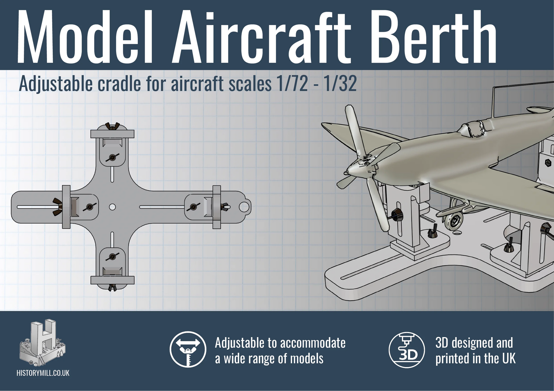 Model Aircraft Berth / Building Cradle for scales 1/72 to 1/24 - Product Image