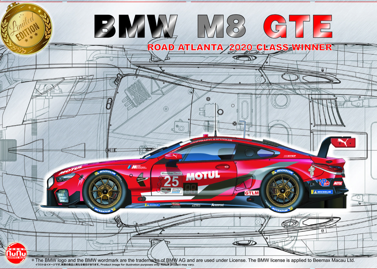 NUNU 1/24 Cars - 1/24 BMW M8 GTE 2020 Road Atlanta Class Winner - NU24043