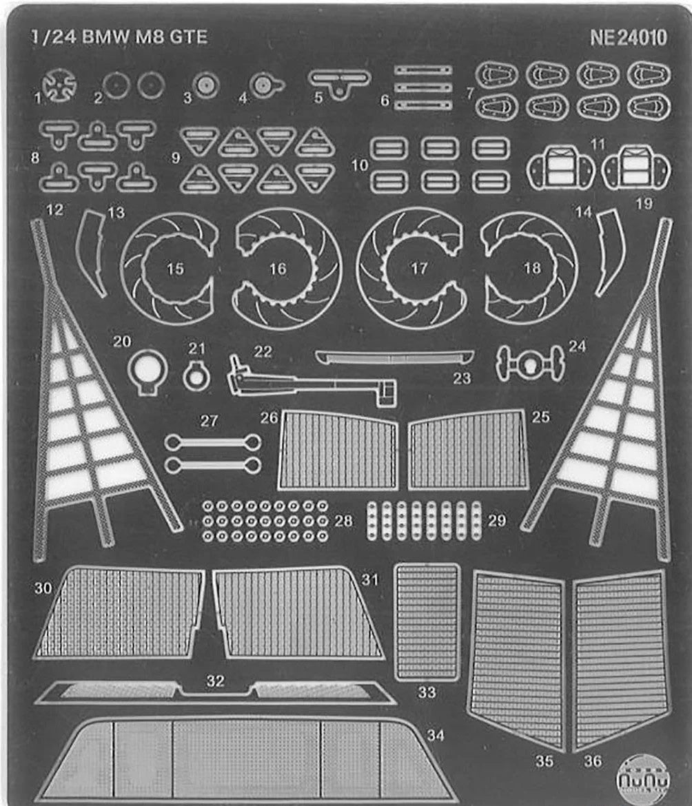 NUNU 1/24 Cars  - Etching Details Parts BMW M8 Gte 2019 Daytona Winne - NU24010E - Product Image