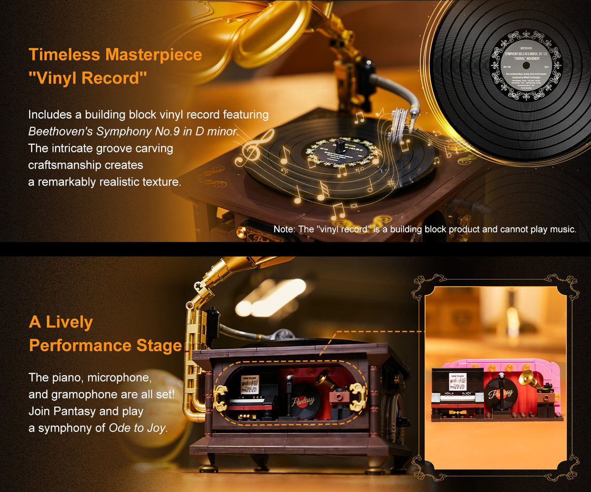 Pantasy Retro Gramophone brick building model PA85009 - detail view