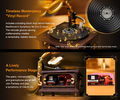 Pantasy Retro Gramophone brick building model PA85009 - detail view