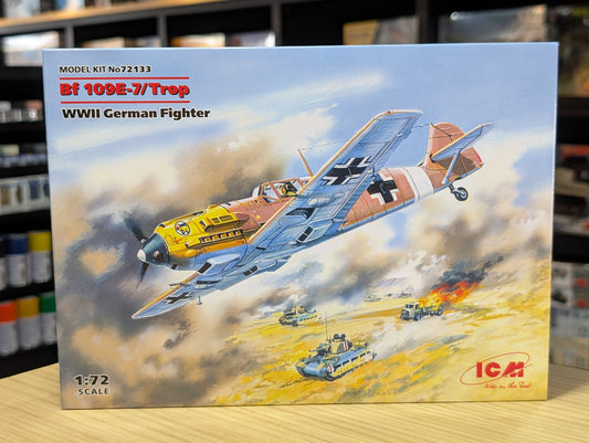 ICM Aircraft 1:72 - Messerschmitt Bf 109E-7/Trop, WWII German Fighter Plane - ICM72133