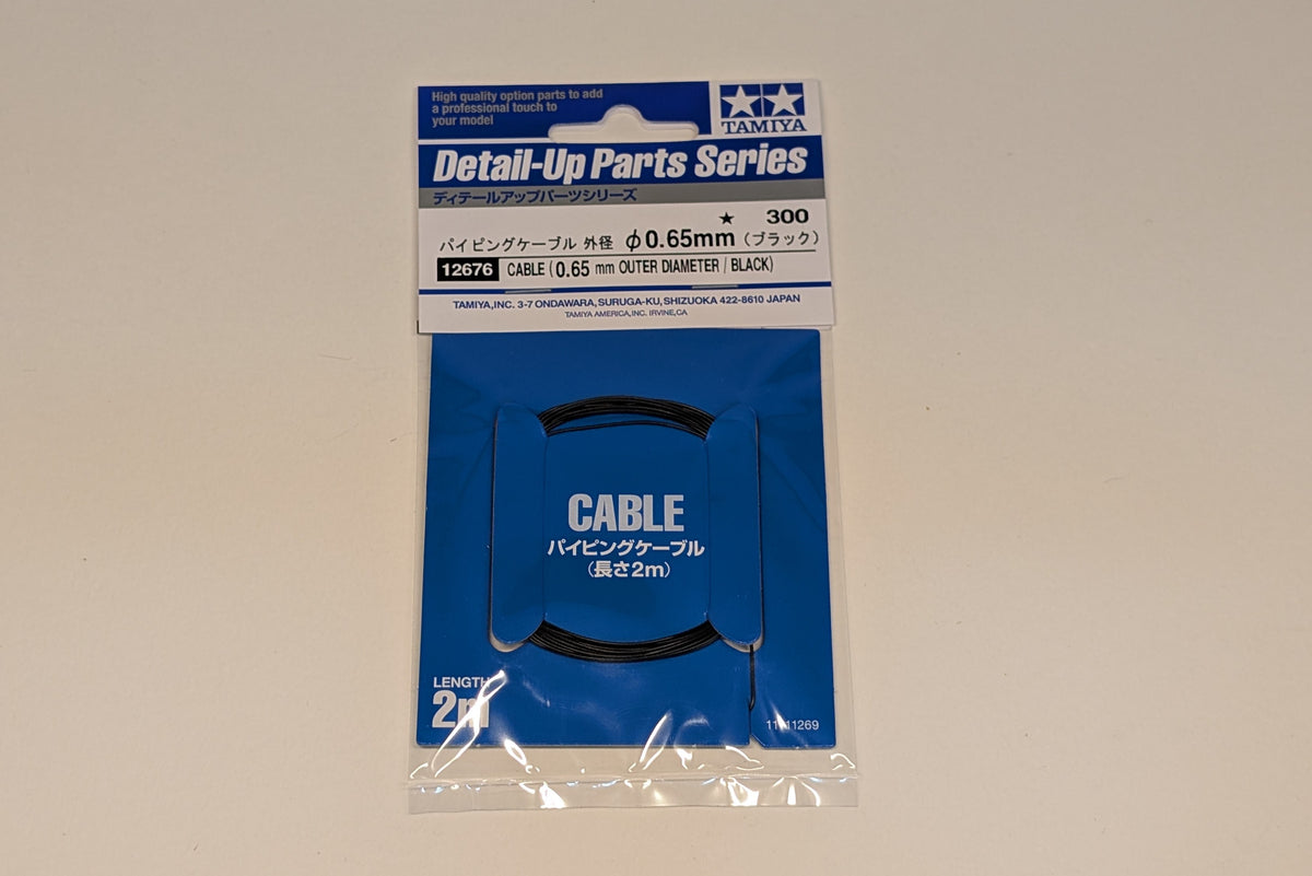 Tamiya 1/12 Bikes - Detail Cable 0.65mm OD Black - 12676