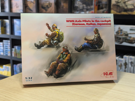 ICM Figures 1:32 - WWII Axis Pilots In The Cockpit (German, Italian, Japanese) 3 Figures - ICM32111