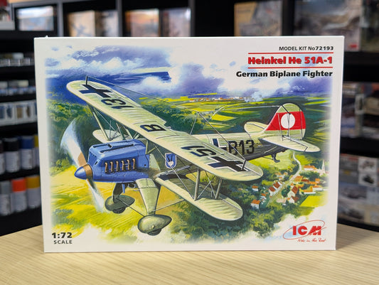 ICM Aircraft 1:72 - Heinkel He 51A-1, German Biplane Fighter - ICM72193
