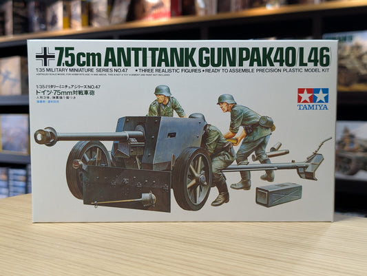 Tamiya 1/35 Military - 7.5cm Anti-Tank Gun with Crew (Pak40/L46) - 35047