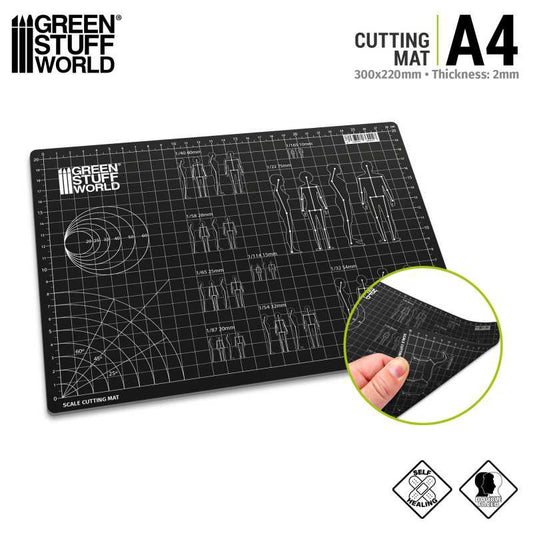 Green Stuff World - A4 Cutting Mat w/Scale References (Black)
