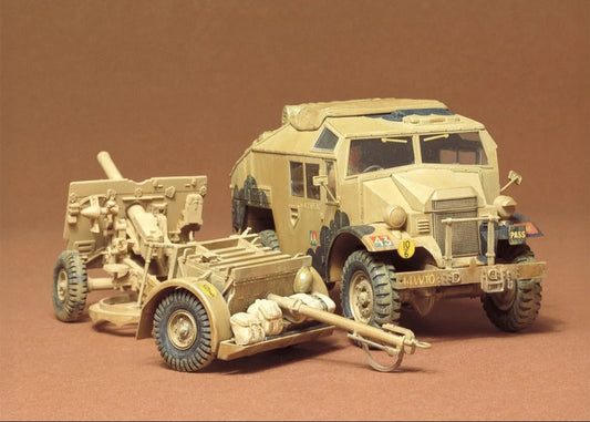 Tamiya British 25-pdr Field Gun and Quad Gun Tractor 1/35 Scale Model Kit (35044)