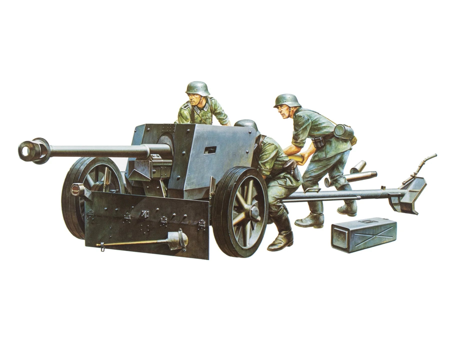 Tamiya 1/35 Military - 7.5cm Anti-Tank Gun with Crew (Pak40/L46) - 35047 - Product Image