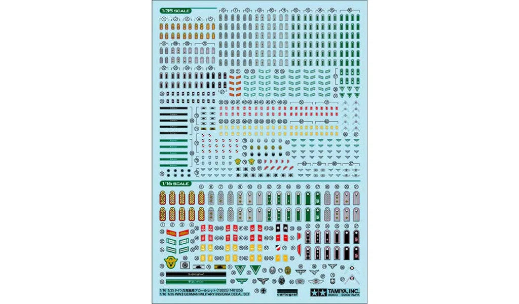 Tamiya 1/35 Military - German WWII Military Insignia Decal Set (for 1/16 & 1/35) - 12625 - Product Image
