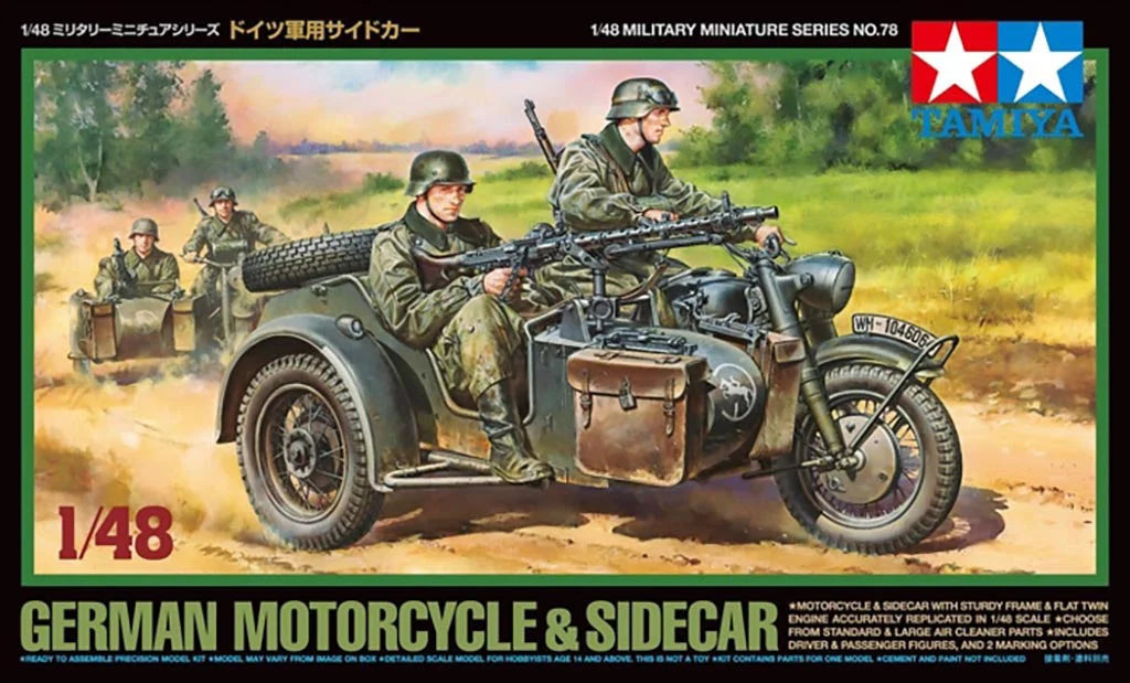 Tamiya 1/48 Military - 1/48 German Bike & Sidecar - 32578 - Product Image