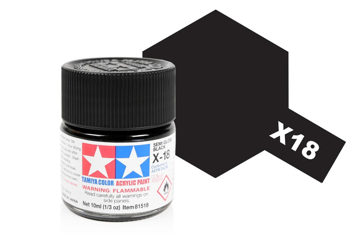 Tamiya Acrylic Mini X-18 Semi Gloss Black 10ml (81518)