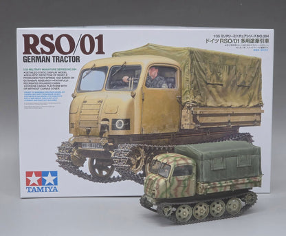 Tamiya 1/35 RSO/01 German Tractor 35394 – box art with painted sample build