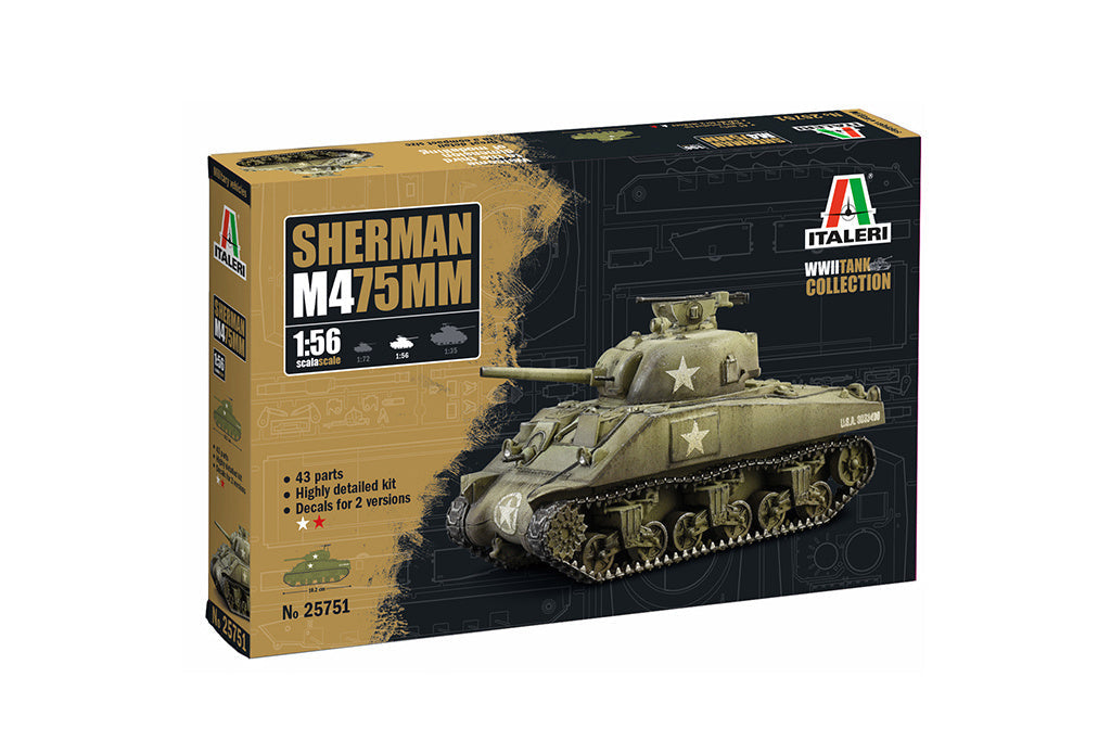 Italeri 1/56 Military - M4 Sherman 75mm - W25751