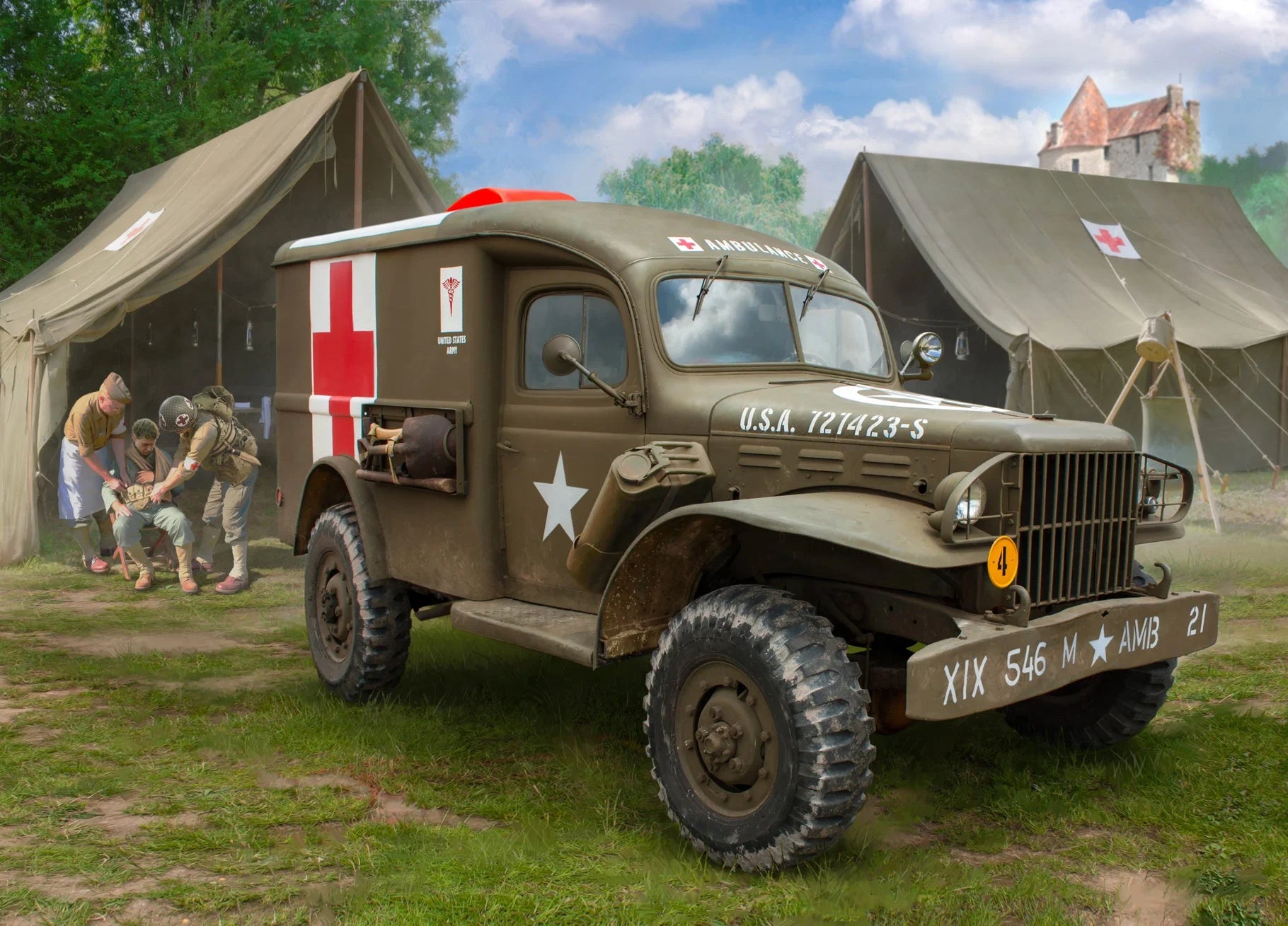 Zvezda 1/35 scale Dodge WC-54 ambulance truck model kit Z3711