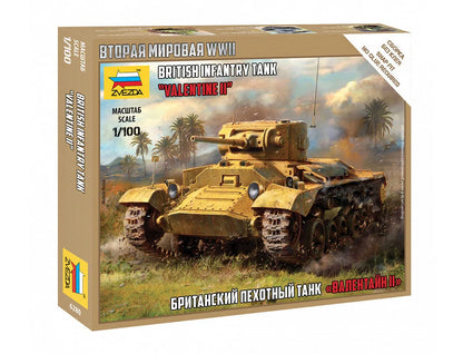 Zvezda 1/100 scale British Valentine II infantry tank model kit Z6280, Art of Tactic range