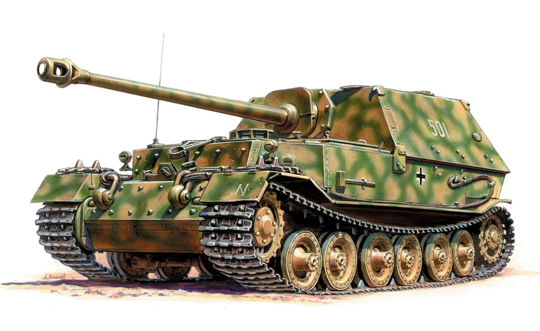 Zvezda 1/100 scale Sd.Kfz.184 Ferdinand tank destroyer model kit Z6195, Art of Tactic range