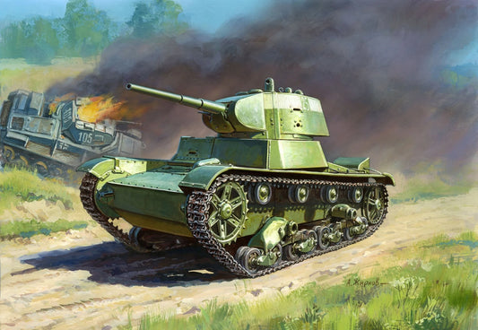 Zvezda 1/100 scale Soviet light tank T-26 snap kit Z6113, Art of Tactic range