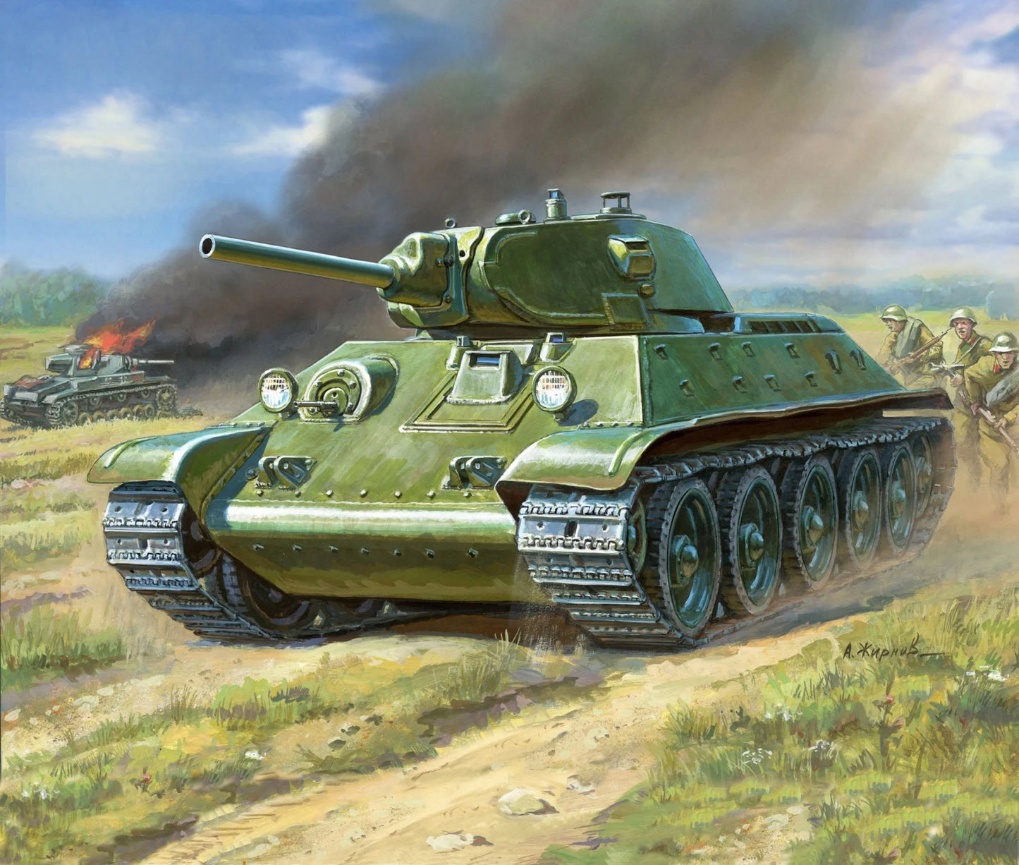 Zvezda 1/100 scale Soviet T-34/76 tank model kit Z6101, Art of Tactic range