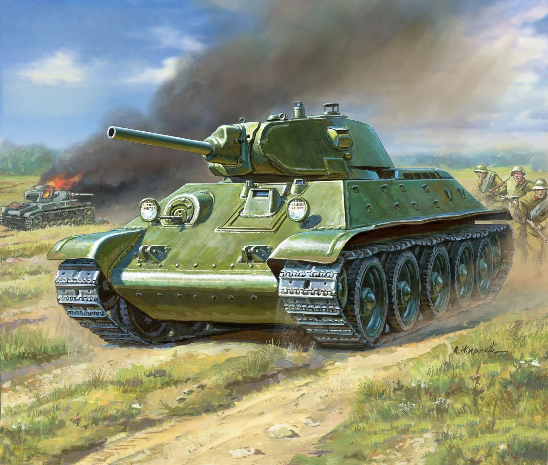 Zvezda 1/100 scale Soviet T-34/76 tank model kit Z6101, Art of Tactic range