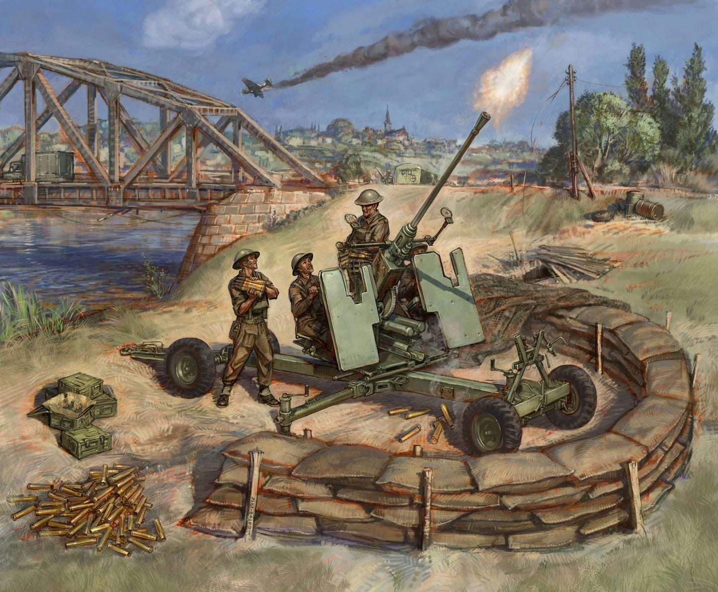 Zvezda 1/72 scale British Bofors 40mm Mk.II anti-aircraft gun model kit Z6170, Art of Tactic range