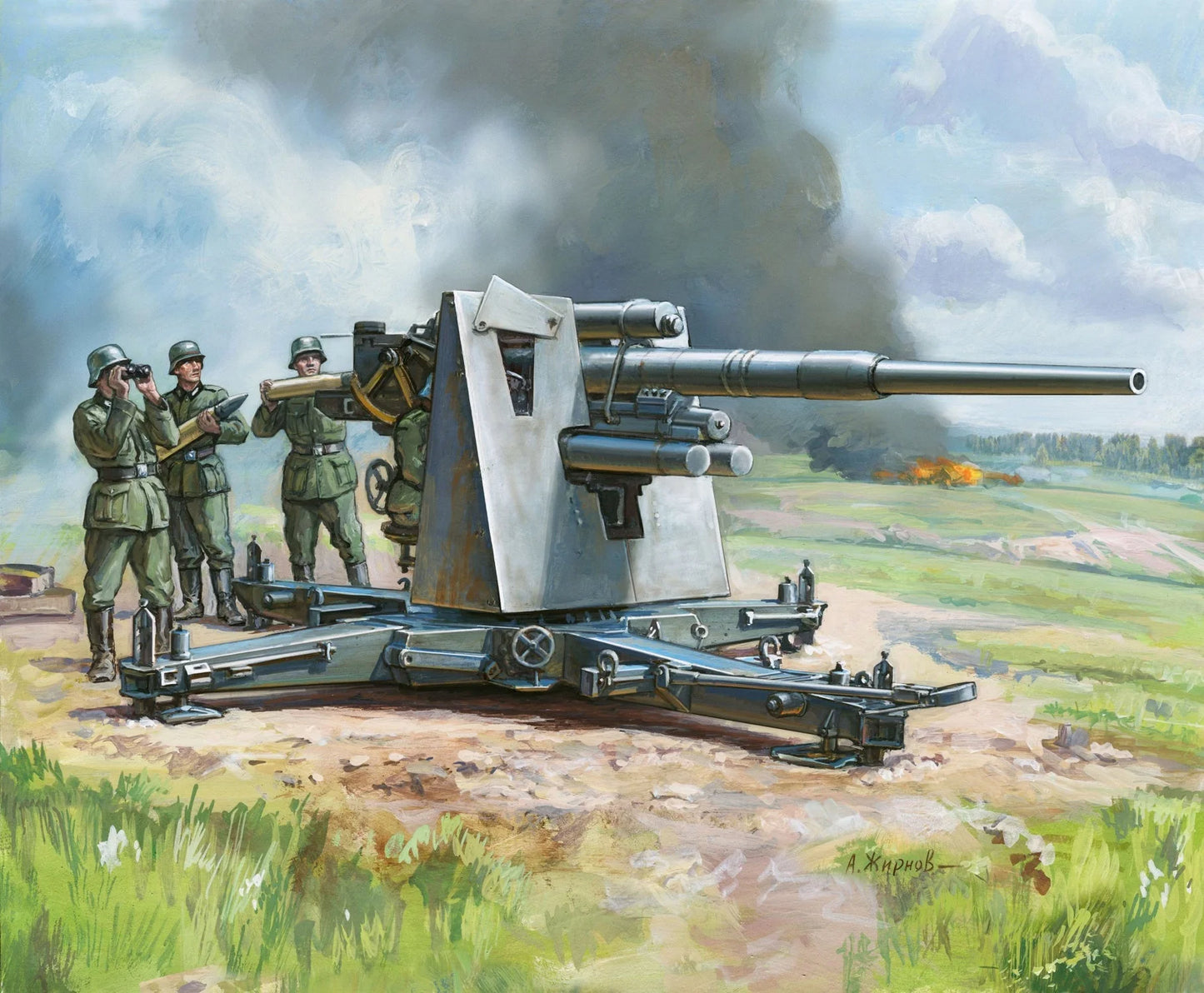 Zvezda 1/72 scale German 88mm Flak 36/37 gun model kit Z6158, Art of Tactic range
