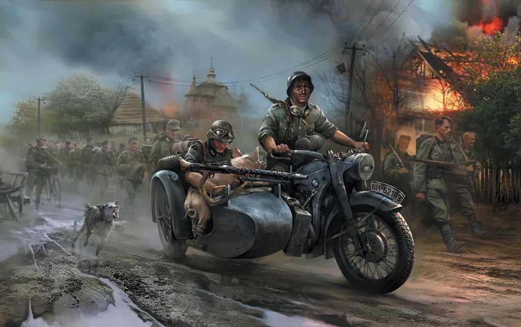 Zvezda 1/72 scale German motorcycle R-12 model kit Z6142, Art of Tactic range
