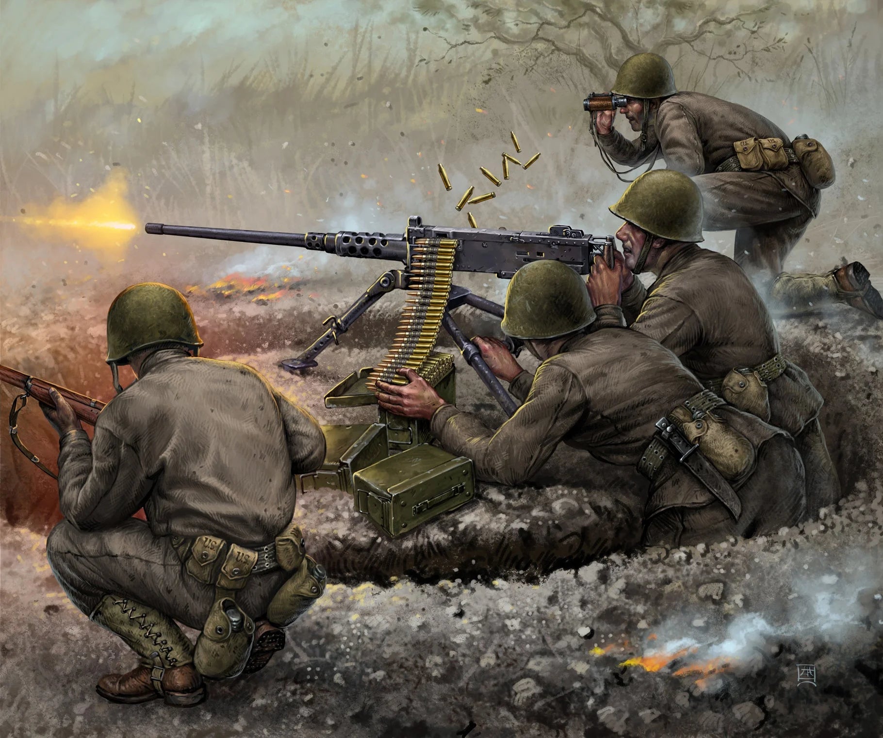 Zvezda Art Of Tactic - 1/72 U.S. Browning Machine Gun With Crew - Z6286 - Product Image